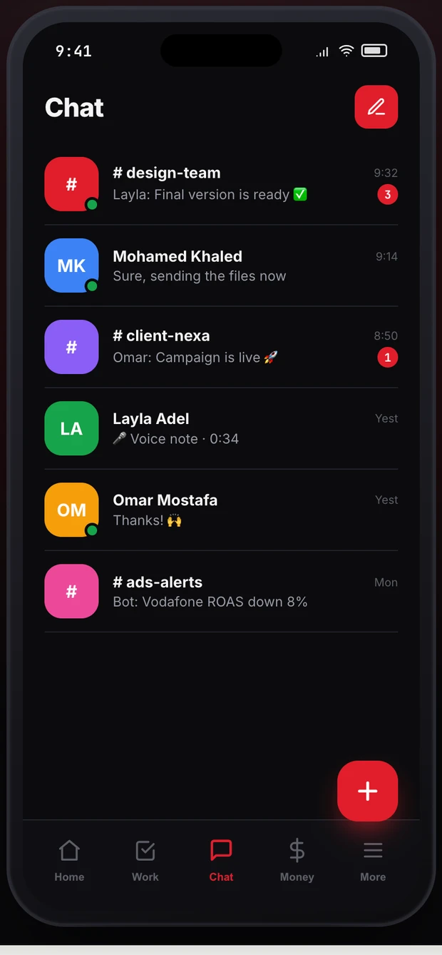 Chat · team & clients