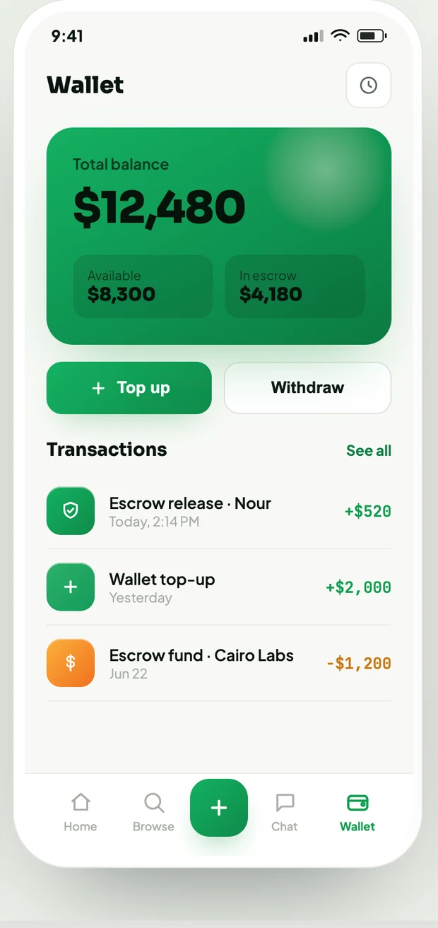 Wallet · escrow